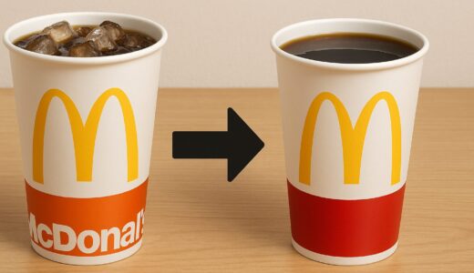 マクドナルドのドリンクは氷なしにするとどのくらい容量が増えるの？
